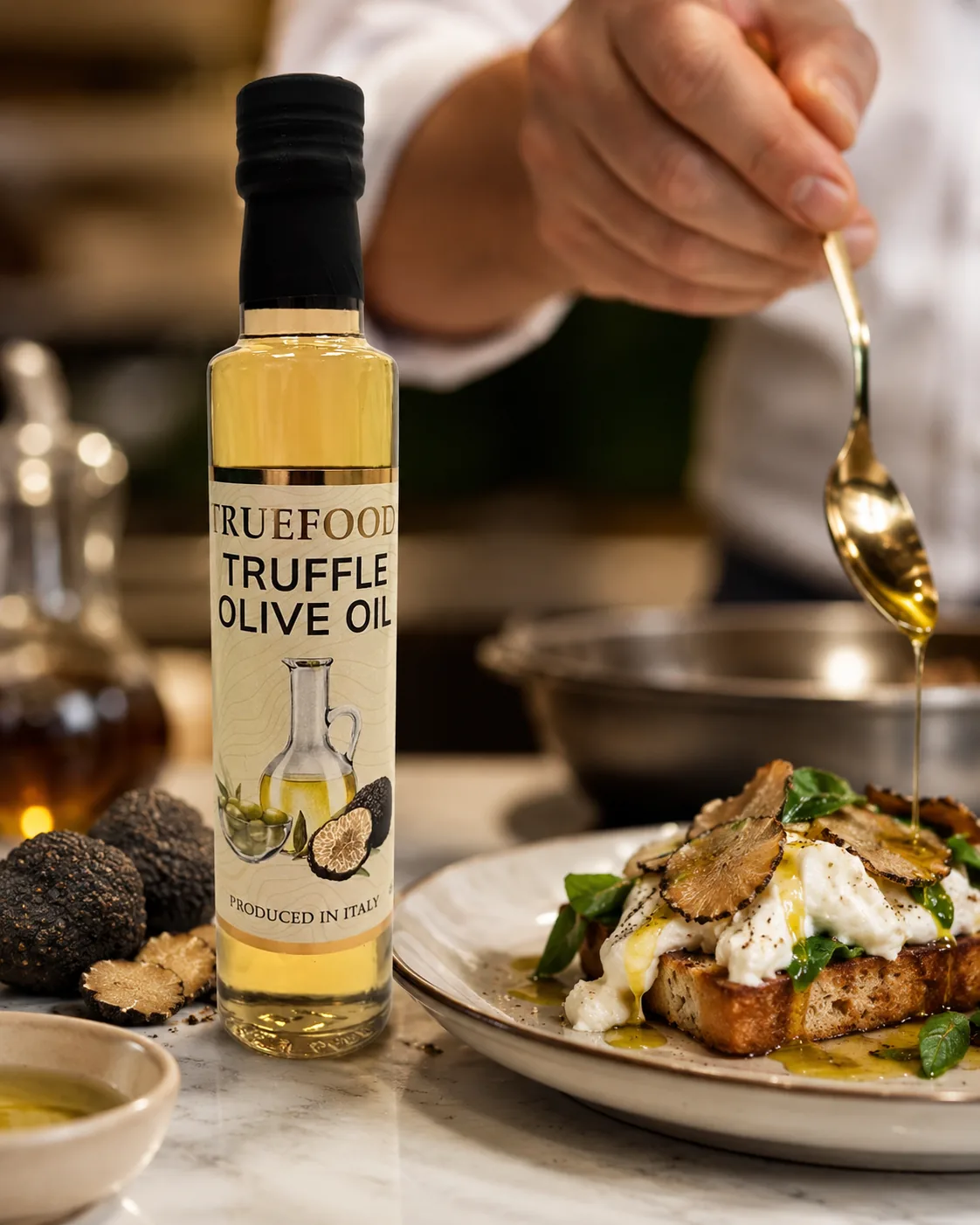 Truffle Olive Oil drizzled over toast