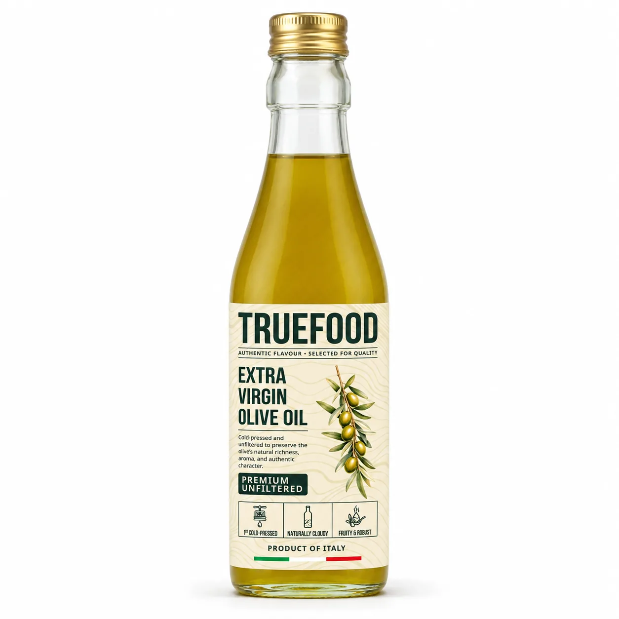 Naturally cloudy Unfiltered Extra Virgin Olive Oil, 750 ml bottle